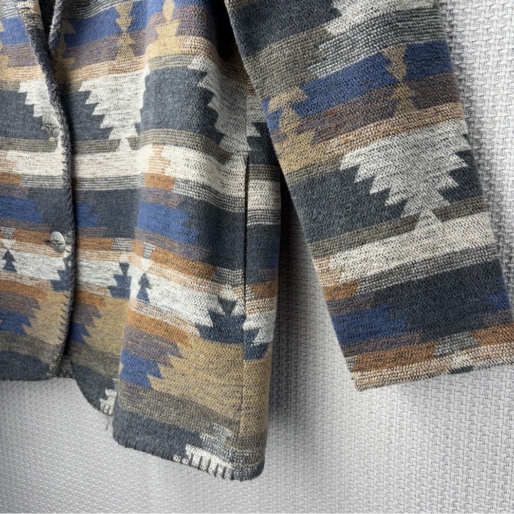 Vtg David Benjamin Southwestern Woven Jacket Coat Women Sz 8 Two Button Tribal - Picture 6 of 9
